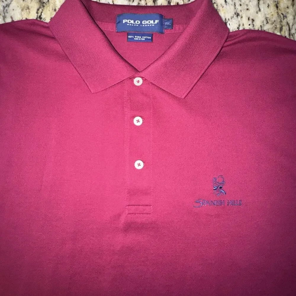 Ralph Lauren Polo Shirt Men's XXlarge Pima Cotton Short Sleeve Red Spanish Hills